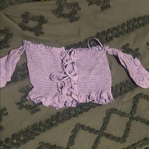 Lavender Off-Shoulder Smocked Top